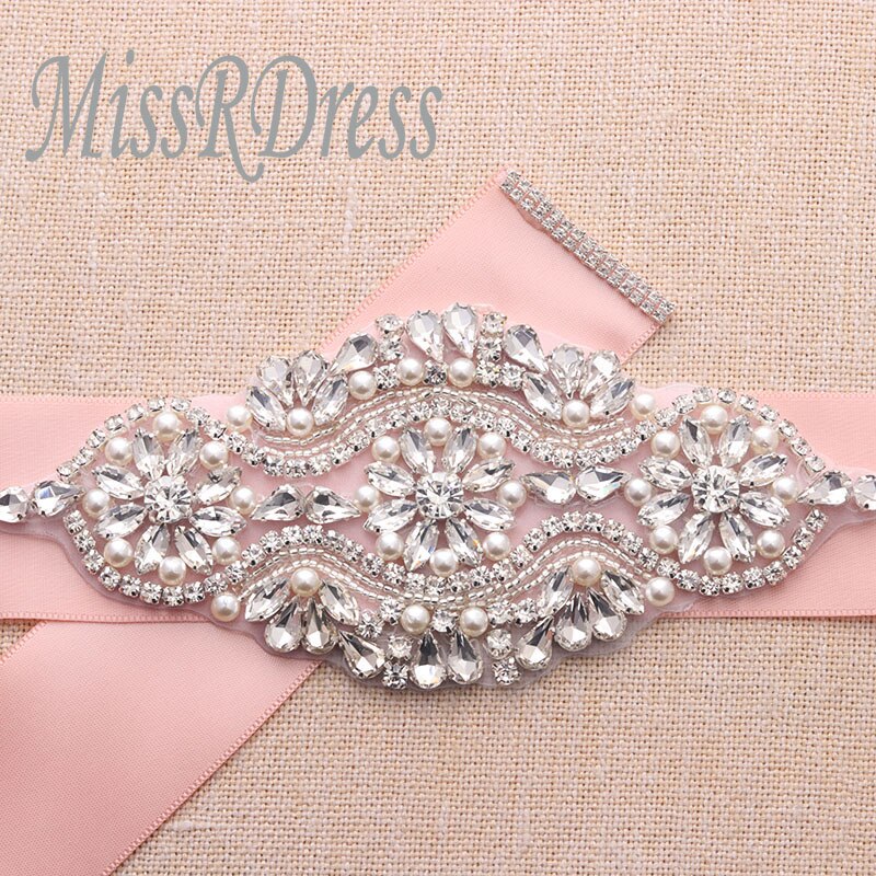 Missrdress Steentjes Wedding Riem Hand Kralen Bruids Riem Zilver Crystal Bridal Sash Voor Bruiloft Avondjurk JK851