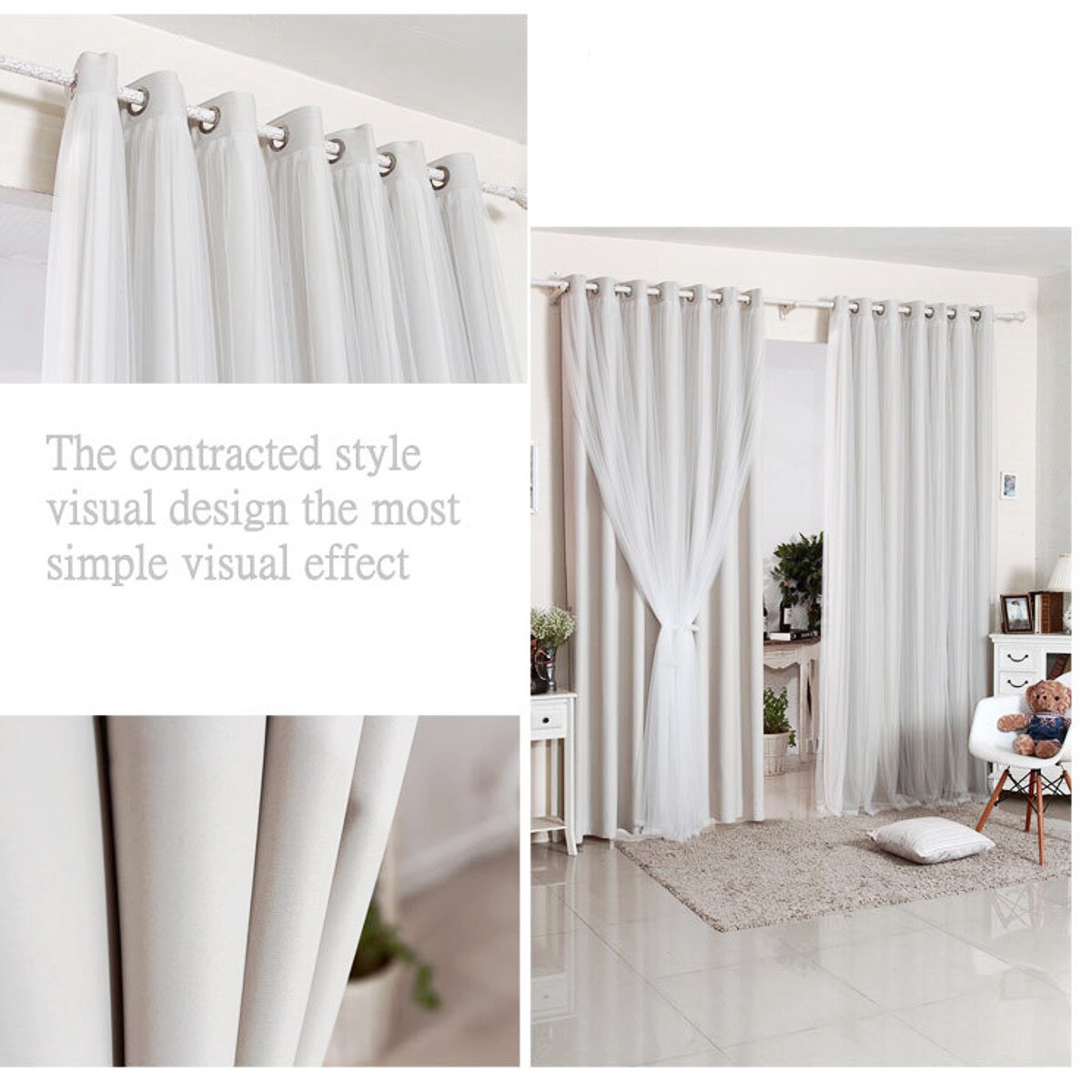 Double Layer Shading curtain Lace Hollow Out Stars white Window Curtains Hookless for Bedroom Living Room Balcony 240/180/140cm