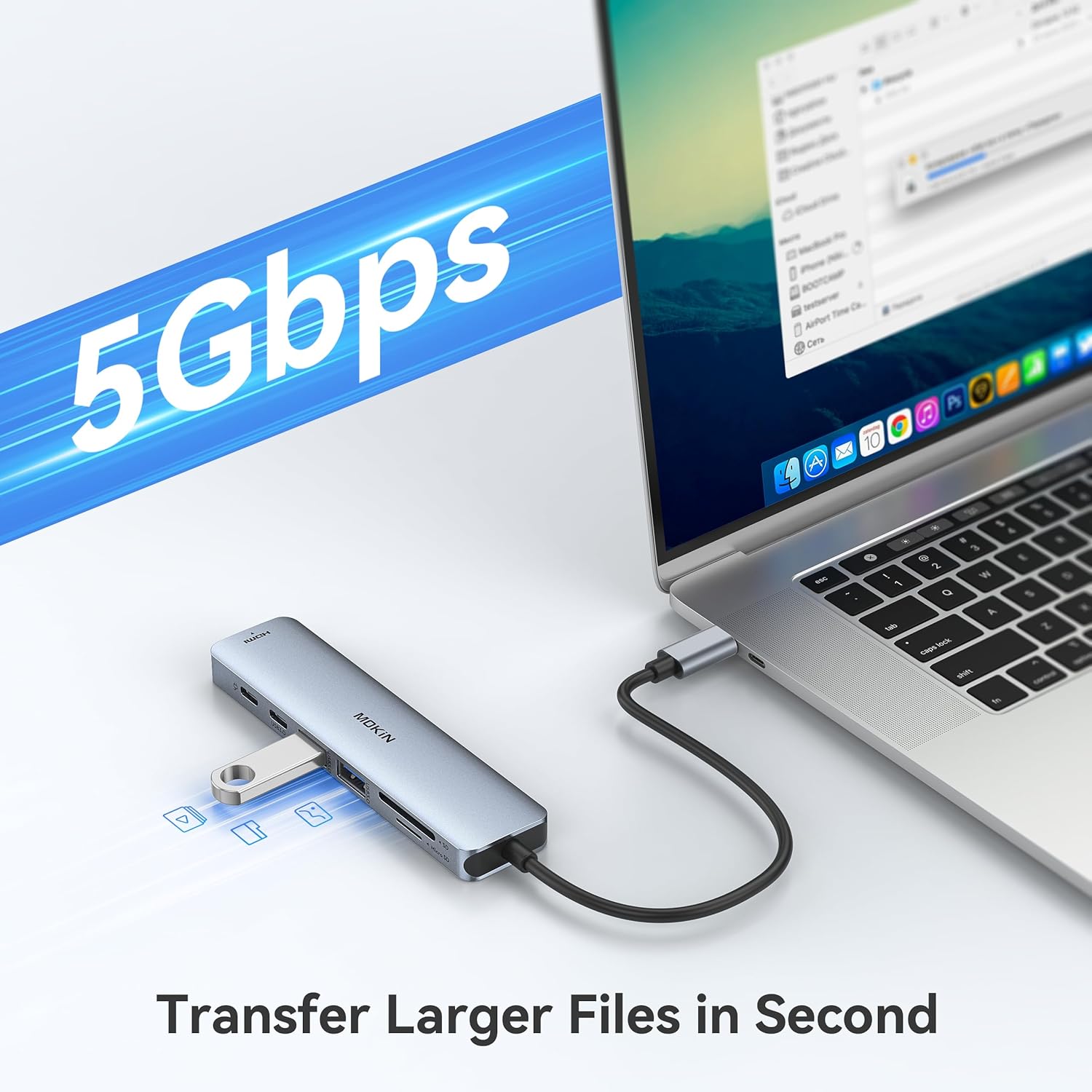 MOKiN USB C HUB 4K60Hz tipo C a HDMI PD 100W adaptador para Macbook iPad Pro M2 M1 accesorios de PC 3 USB3.0 5Gbps estación de acoplamiento