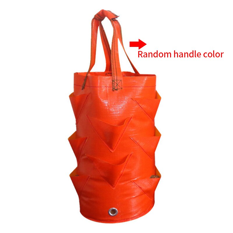 3 Gallons Strawberry Planting Growing Bag Multi-mouth Container Bags Vegetable Wall Hanging Flower Pots Garden Supplies Tool: Orange Bags