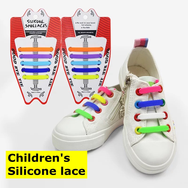 Kinderschnürsenkel ohne Bänder, Silikon-Schnürsenkel, elastisch, einfach anzubringen und auszuziehen, für kleine Babys, faul Spitze, 10 Stück/1 Paar