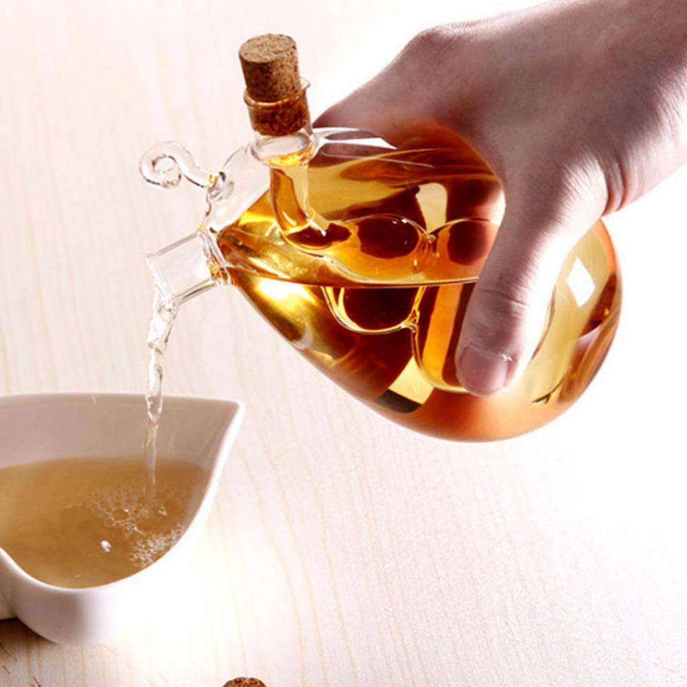 Tapón de aceite antigoteo, botellas de vinagrera de vidrio, doble vertedor, accesorios de cocina