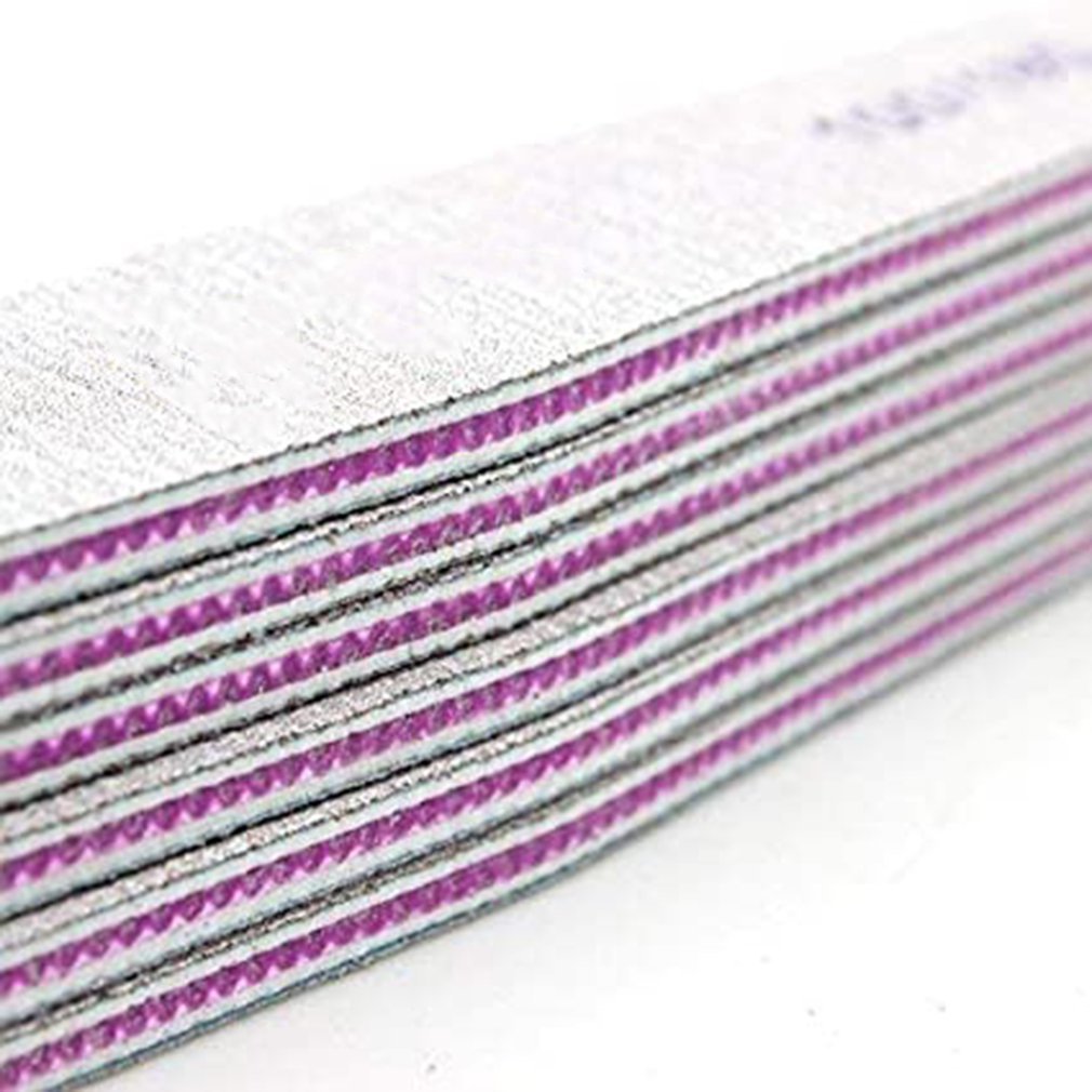 Set Of 10 Nail Files For Nail Art Grain 100/180 For Polishing Acrylic Manicure For Use At Home And In Salon