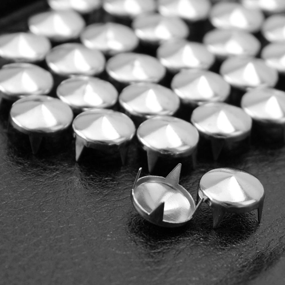 , 100 unidades/lote de tacos cónicos redondos de Metal plateados, bolsa de Rock Punk, zapatos, accesorios de decoración de cuero, 10mm