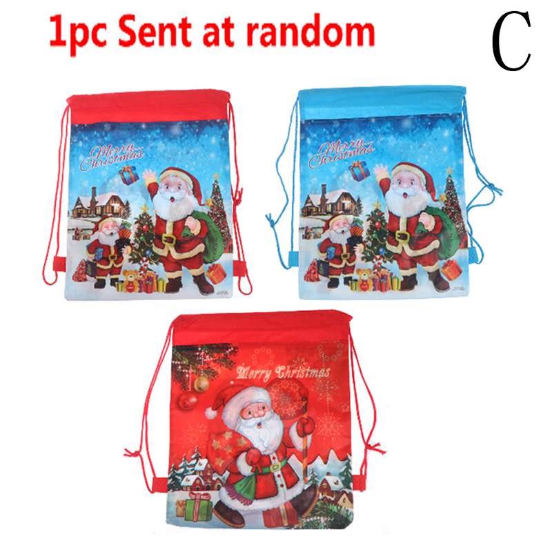 3Styles Santa Claus Drawstring Big Backpack Kids Year Banquet Stockings Holders Bag Christmas Candy Bag: C