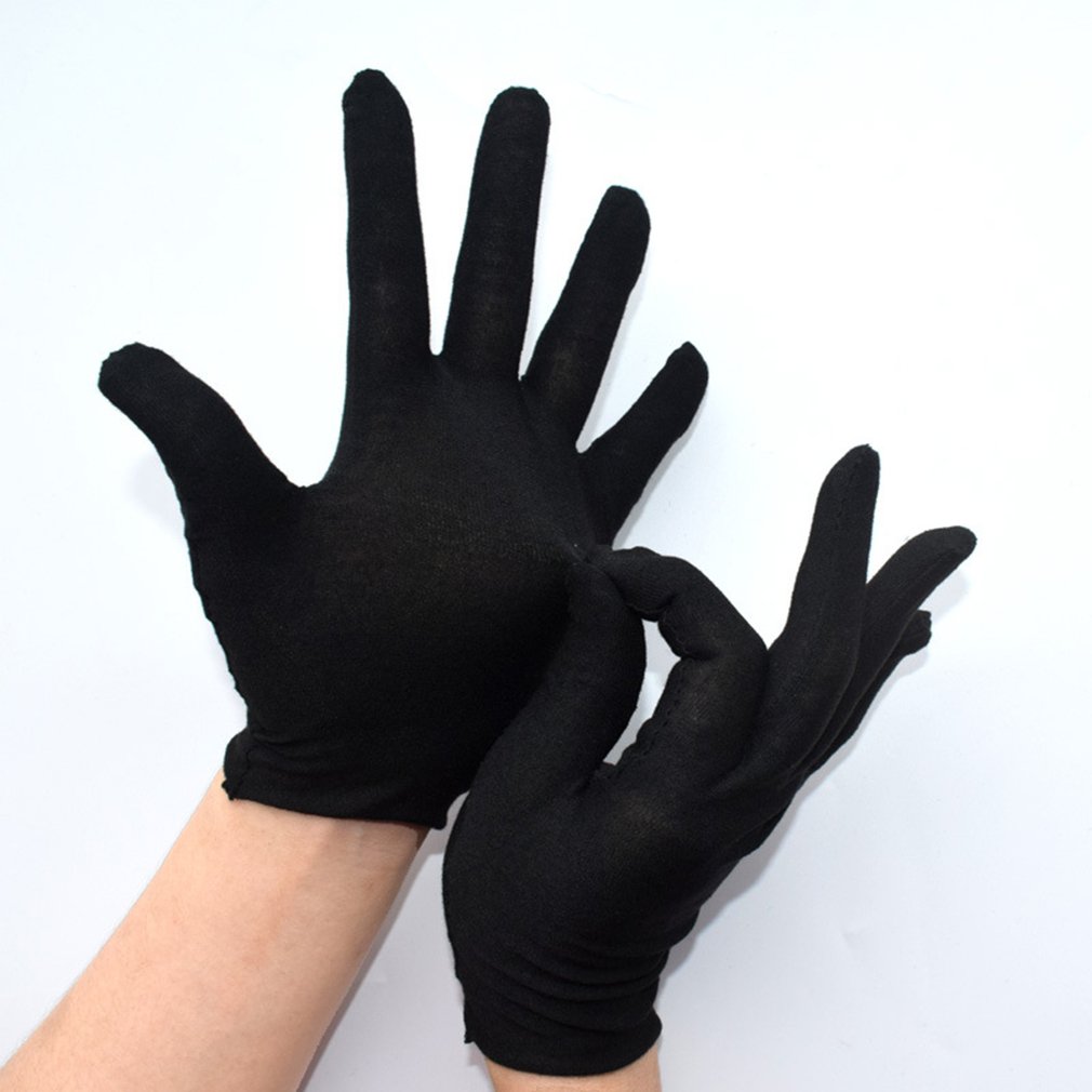 Noir 6 paires gants Inspection coton travail gants haute Stretch gants mince épais résistant aux taches de