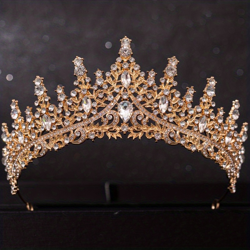Barok Kristal Tiara 'S En Kronen Voor Vrouwen Bruid Strass Prom Diadeem Bruids Bruiloft Haaraccessoires Sieraden Kroon Tiara: Antique Bronze Plated