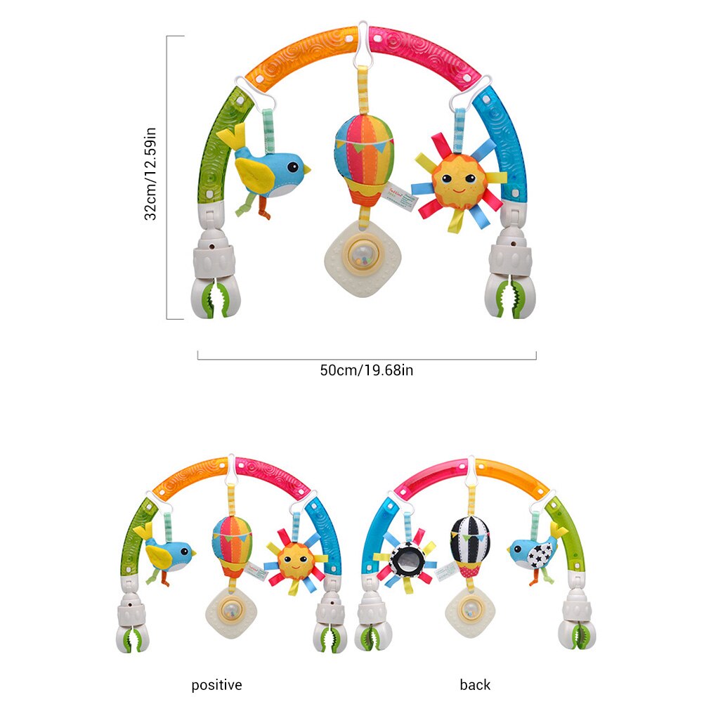 Baby Stroller Arched Rainbow Rattle Toy Safety Seat Bed Clip Hanging Pendant Baby Rattle Toy