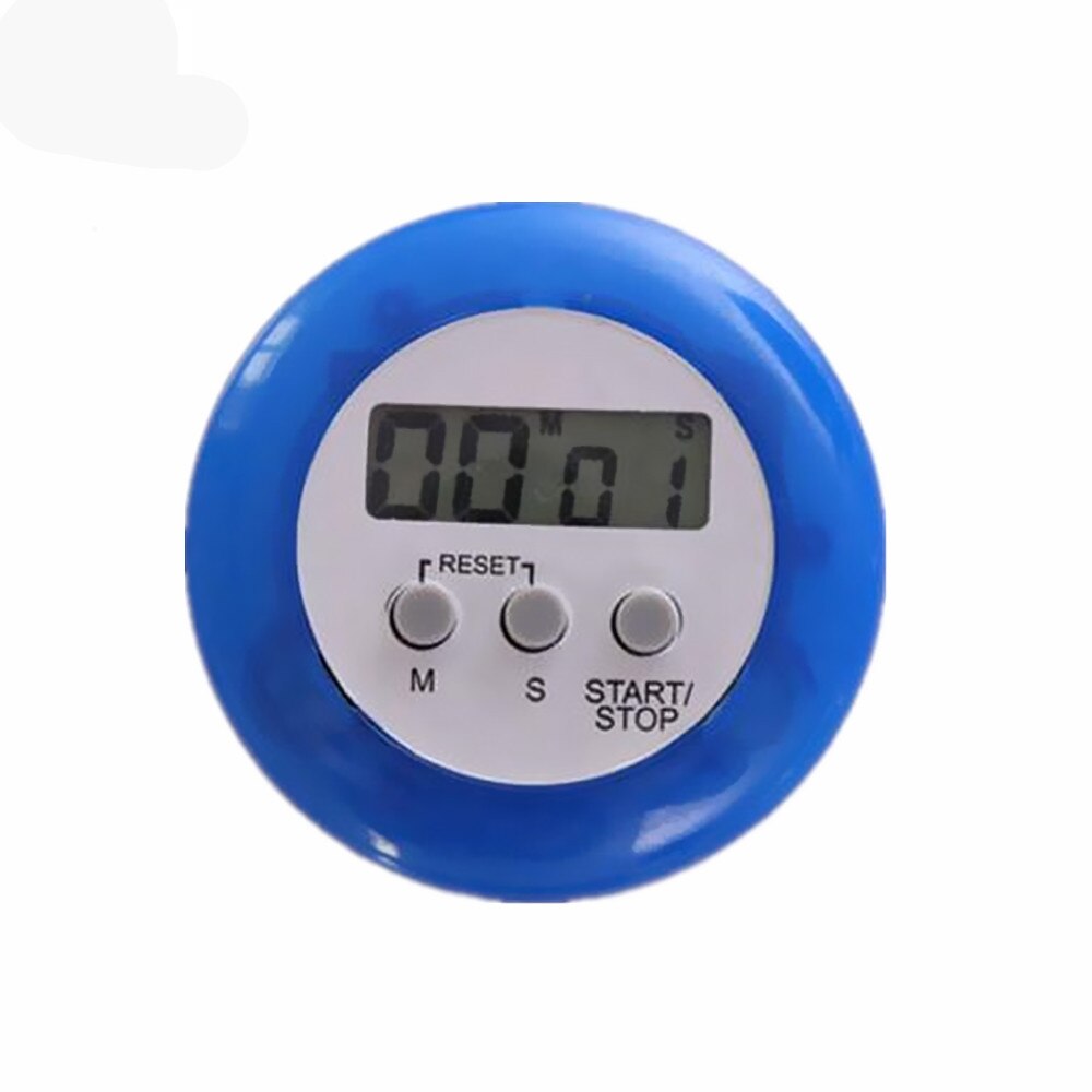 Round Mini Digital Kitchen Timer LCD Display Max 99 Minutes Min 59 Seconds Countdown Timer For Cooking Hour UP Alarm White Blue
