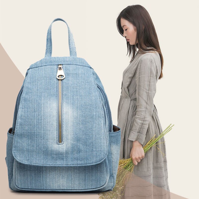 Rdywbu Blu Denim Tela di Canapa Dello Zaino Pacchetto Del Sacchetto di Grande Capacità Sacchetto di Scuola Delle Donne di Alta Qualità Dei Jeans Borsa Da Viaggio Zaino Zaino B755