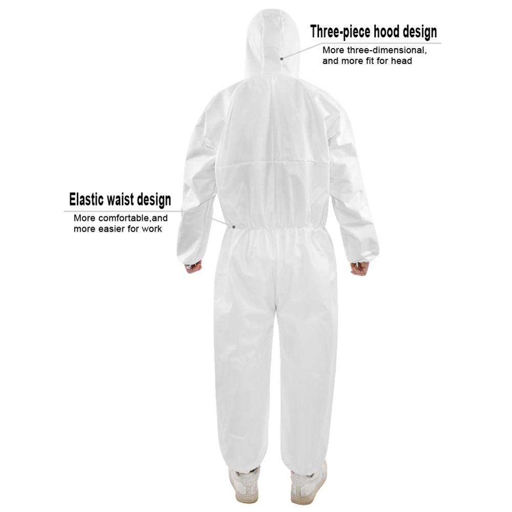 Waterproof 2 PCS One-piece Disposable Elastic Wrist And Hood Coverall Suit Protective Suit White Nonwoven M L XL XXL
