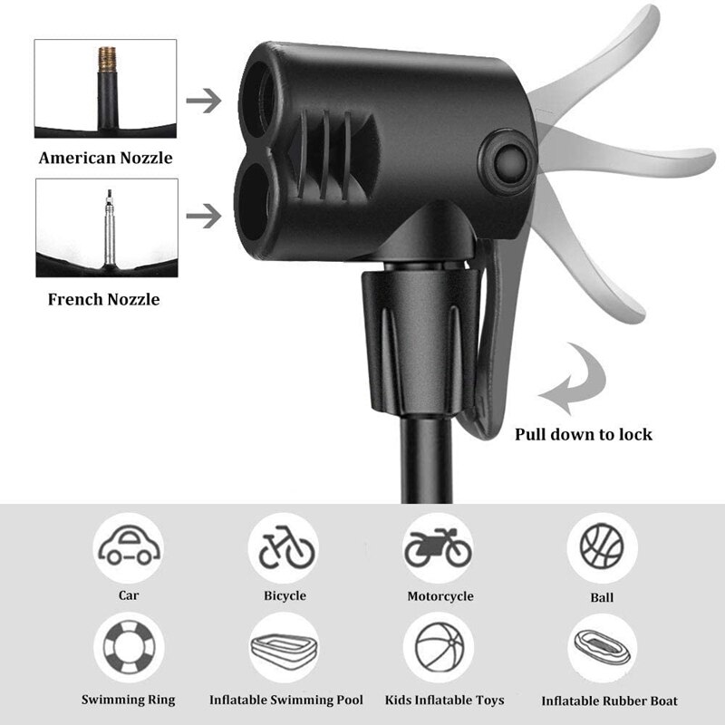 Tragbare Fahrrad Pumpe, Reifen Pumpe Passt für Presta und Schrader Ventil Gas Nadel Bike Boden Pumpe für Basketbälle, racing Bike