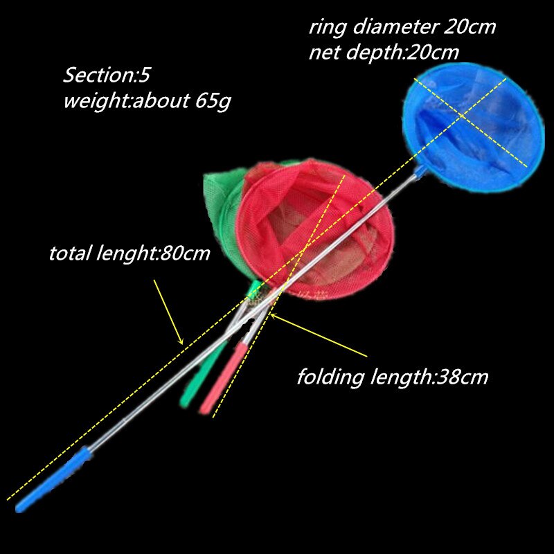 Telescopic thin rod 80cm Children's fish tanks fishing nets dip net outdoor catching Butterfly tuck net Outdoor tool insect net