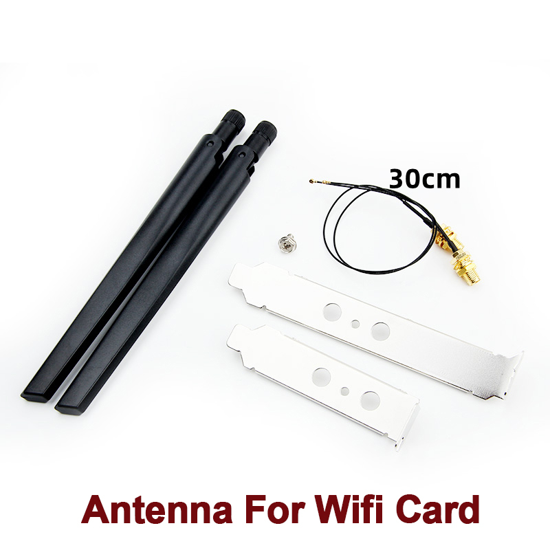 Conjunto de antena externa 6DBi RP-SMA com cabo de extensão MHF4 2,4 GHz 5 GHz banda dupla para cartão WiFi M.2: Default Title