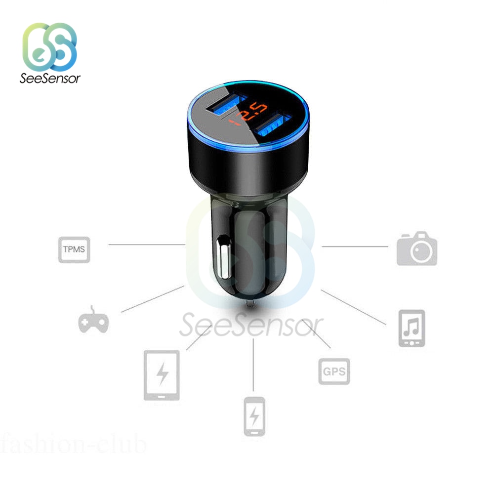 3.1a 5v usb-autolader met led-digitaal display, autolader voor mobiele telefoon, voor xiaomi samsung  s8, iphone 6 , 6s 7 8 plus, tablet