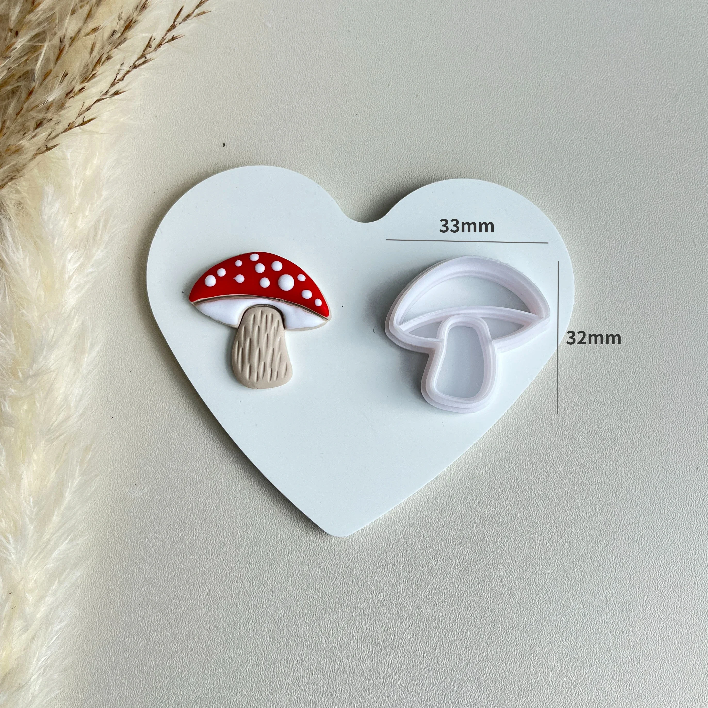 Cute Mushroom Shape Polymer Clay Cutters Clay Molds With Details For DIY Earrings Printed Pattern Decoration: light yellow