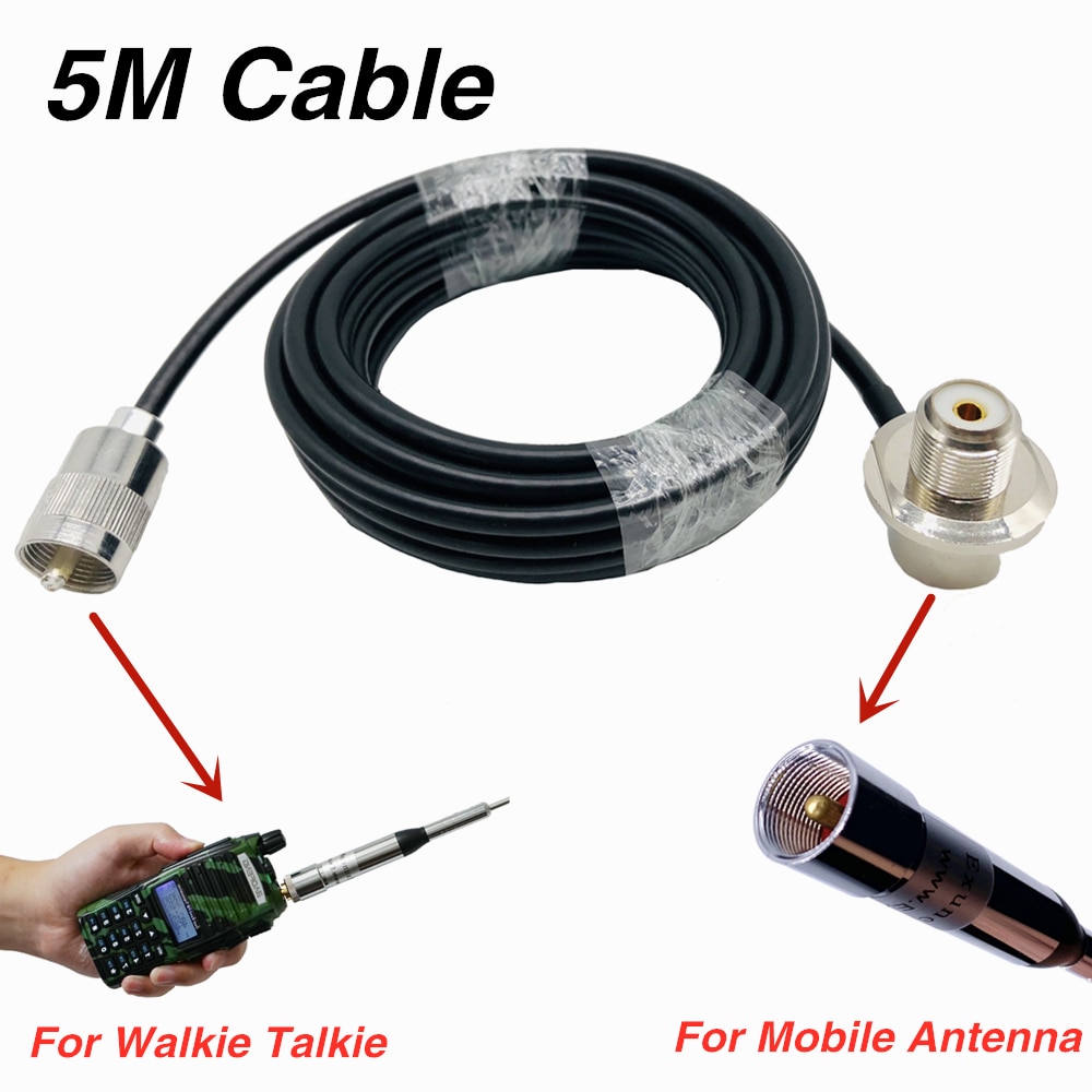 1 set Nagoya NL-770S Walkie Talkie Antenna + 5M Coaxial Cable + Four Fine Copper Connector Adapter + Stainless Steel Clip Mount