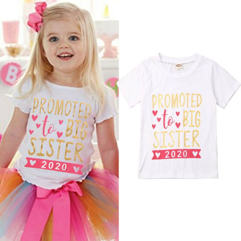 Pudcoco Baby Kids Baby Meisjes Peuter Worden Grote Sister' Korte Mouw T-shirt Kleding Top