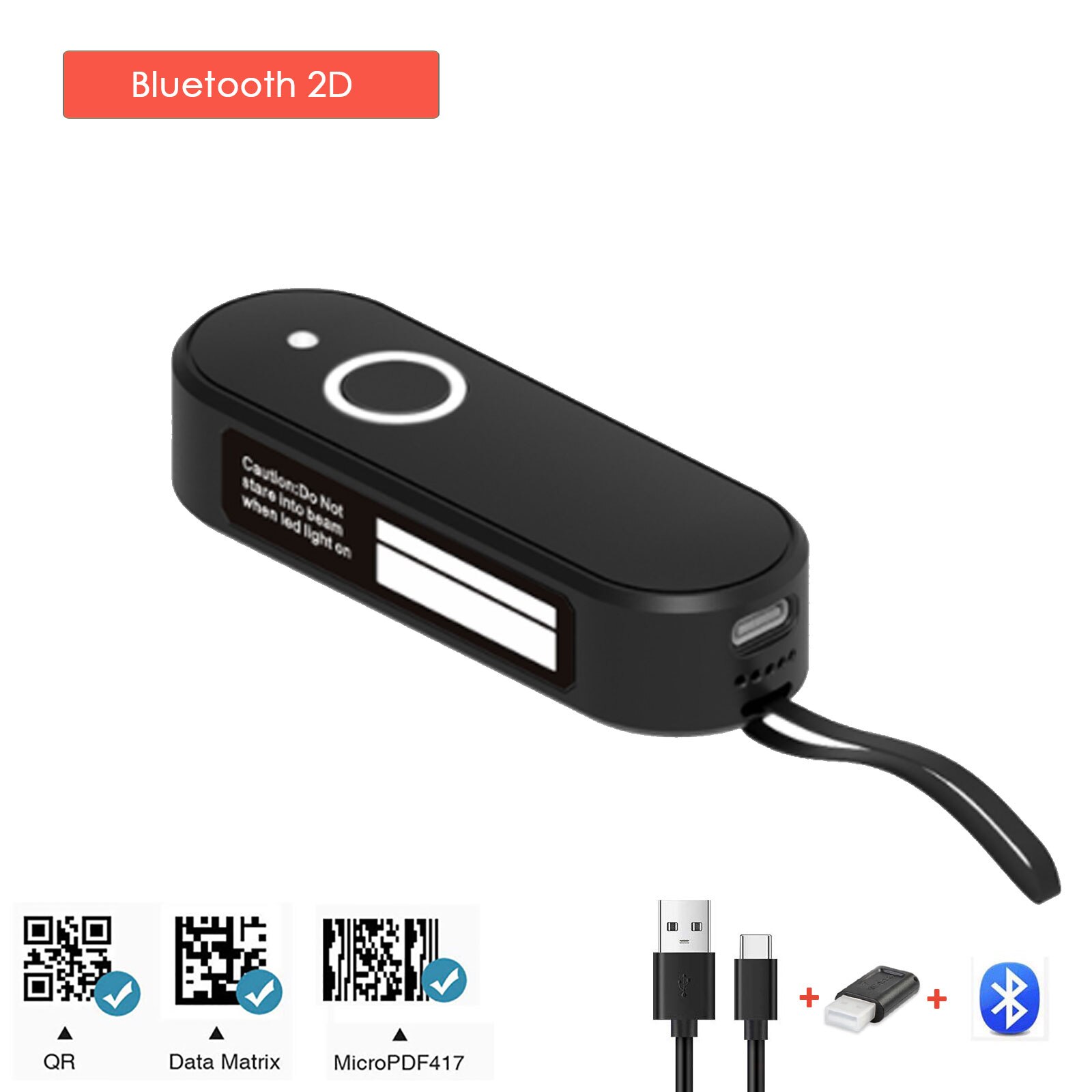 Holyhah M2C Handheld Mini Ccd Barcode Scanner En M2D Bluetooth 1D/2D Qr Bar Code Reader PDF417 Voor Ios android Ipad: K60 2D QR