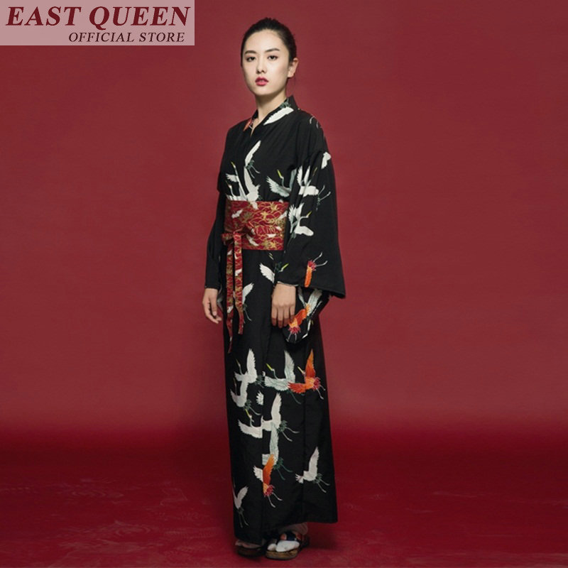 Japansk kimono traditionel japansk kimono sort yukata følelse tøj obi japansk geisha kostume haori  ff607 a