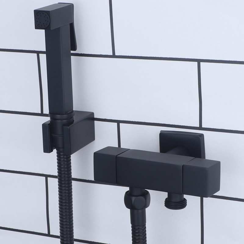 Bidet Mixer Faucets Black Brass Single Cold Toilet Corner Valve Handheld Sprayer Hygienic Shower Head Wash Car Pet Airbrush Taps