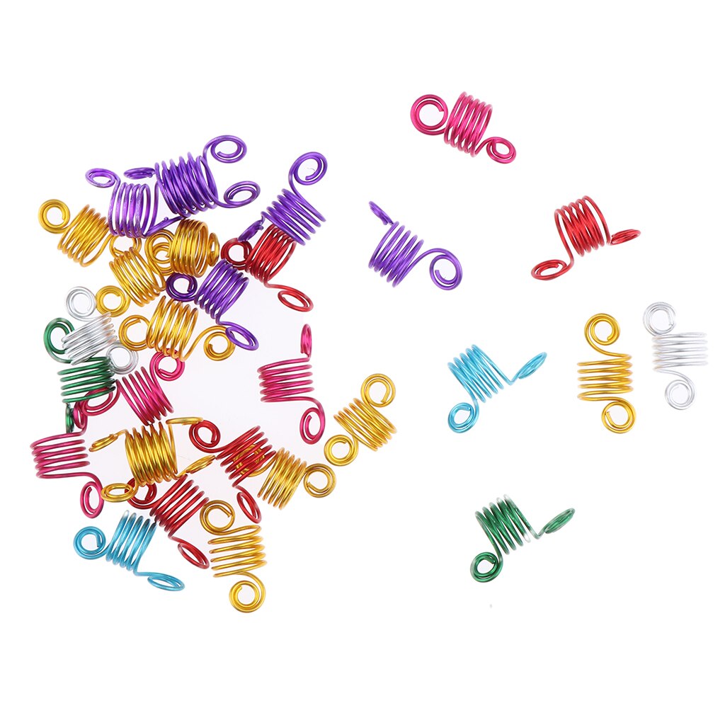 6 Colors Aluminum Hair Cuffs Braiding Beads Twisted Hair Coil Dreadlocks Wraps 30Pcs Hair Dreadlocks Bead Hair Aluminum Rings