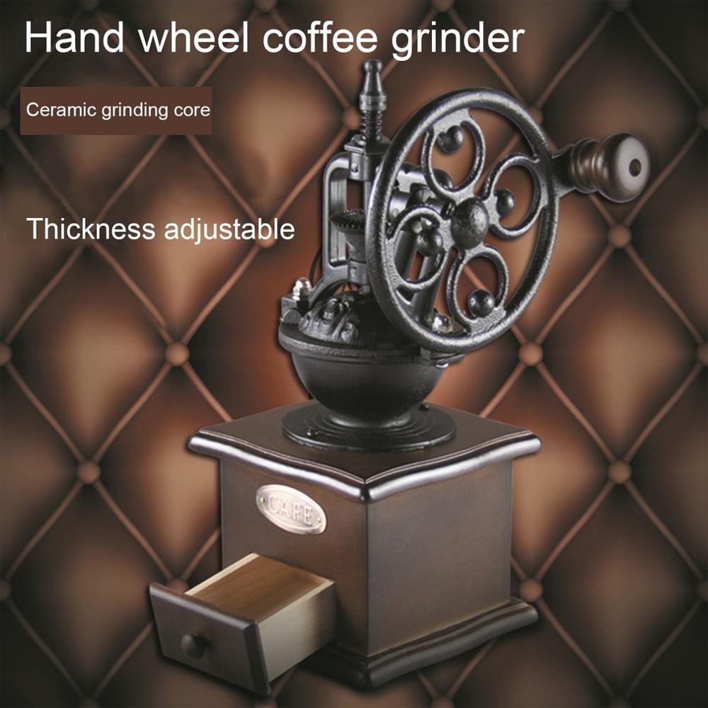 Manual Coffee Grinder Vintage Style Wooden Coffee Bean Mill Grinding Ferris Wheel Hand Coffee Maker Machine