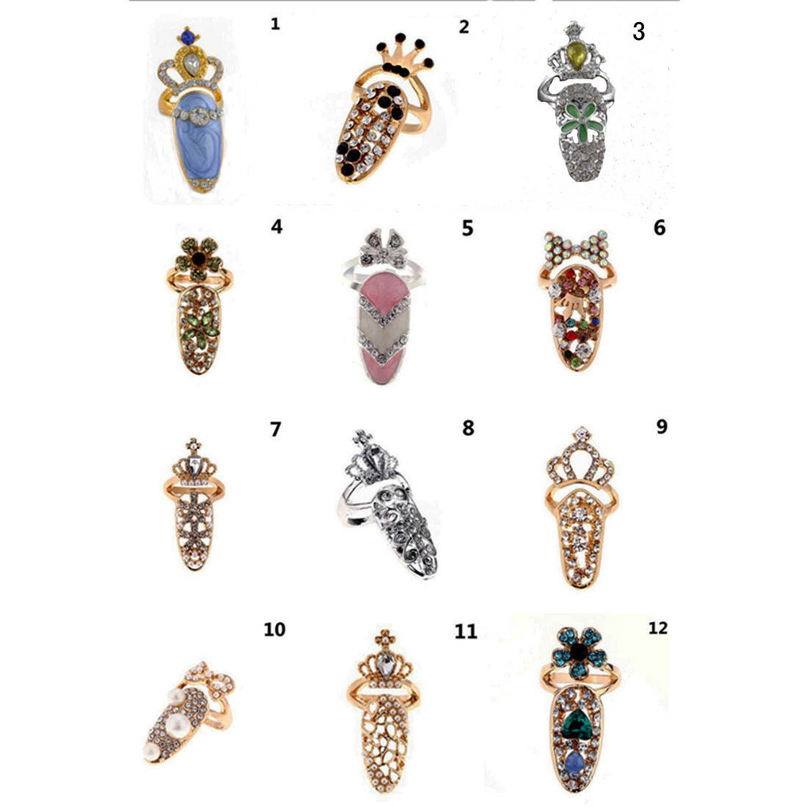 Trendy krone finger negle ringe til kvinder pige dame justerbar åbning ring fingernegl beskyttende kvindelige smykker