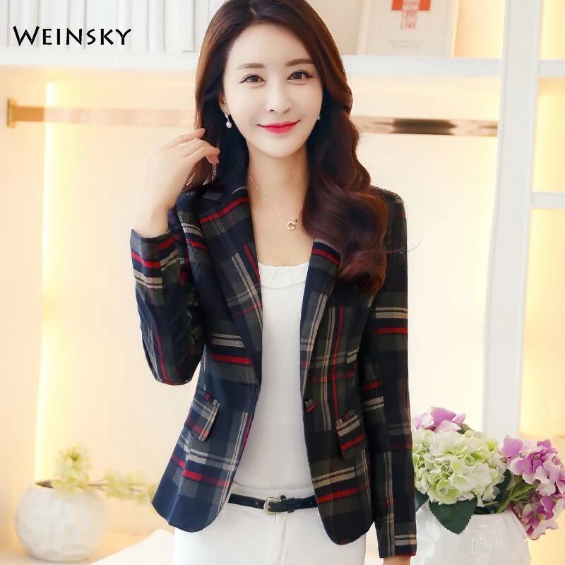 Zakelijk interview geruite pakken vrouwen werk kantoor dames lange mouwen vintage blazer