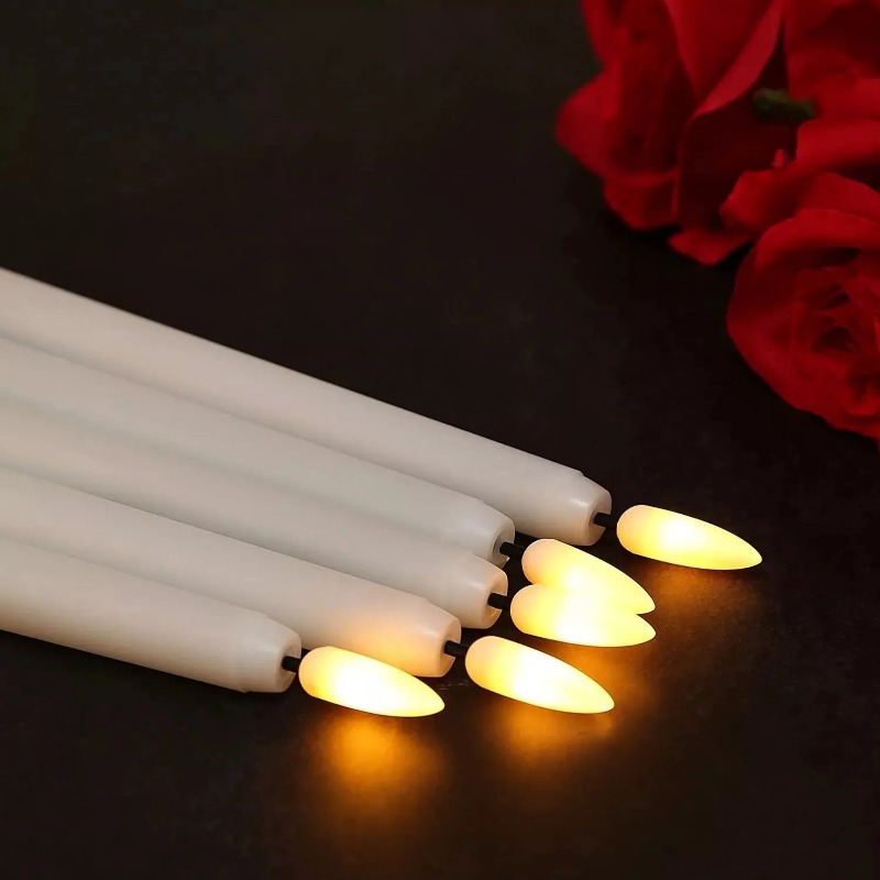 Bougies coniques LED sans flamme vacillantes avec télécommande à 10 touches, bougeoirs ivoire à piles de 11 pouces, décoration de noël pour la maison et le mariage