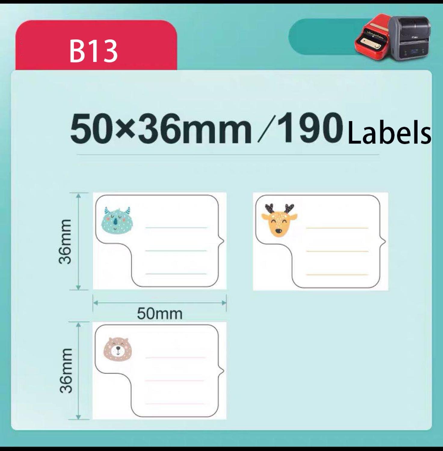 【Niimbot B21/B3S Label】Cartoon Cute Label tape Label Sticker used for B21/B3S Label Maker Label Printer: B13