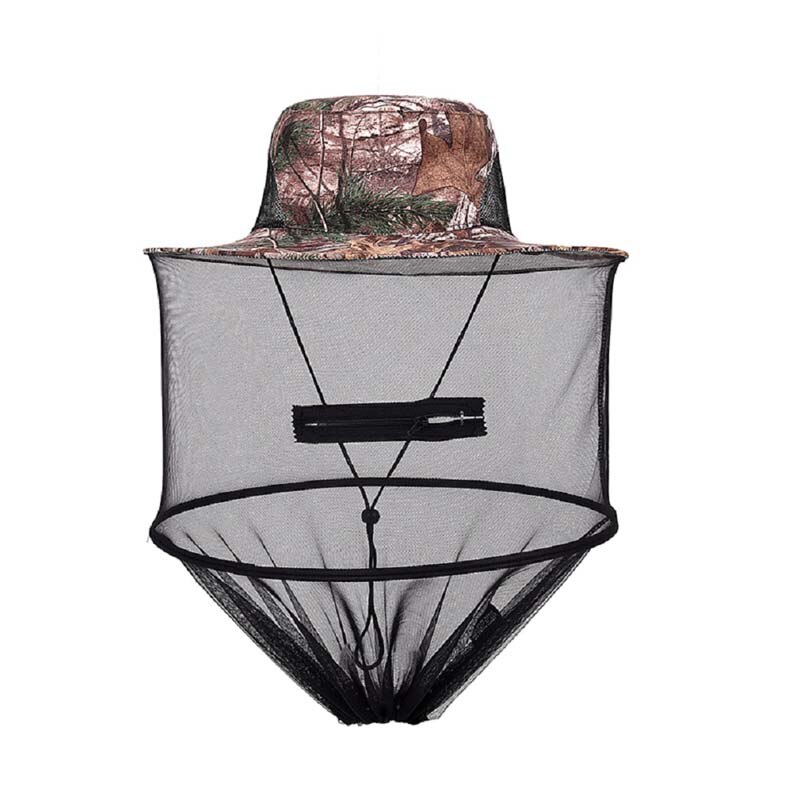 Camuflaje Anti Mosquito pesca con red de malla cabeza cubierta pescador apicultura antifaz de acampada cara proteger: Green