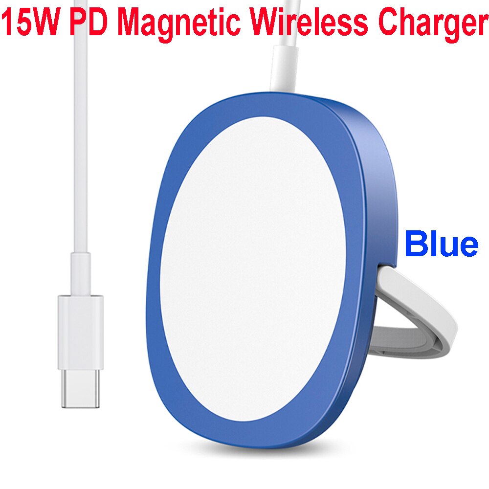 Caricabatterie Wireless magnetico 15W per iPhone 12 Pro Max Mini originale Magsafing ricarica rapida adattatore USB C PD Pad di ricarica assorbibile: Blue Charger Only