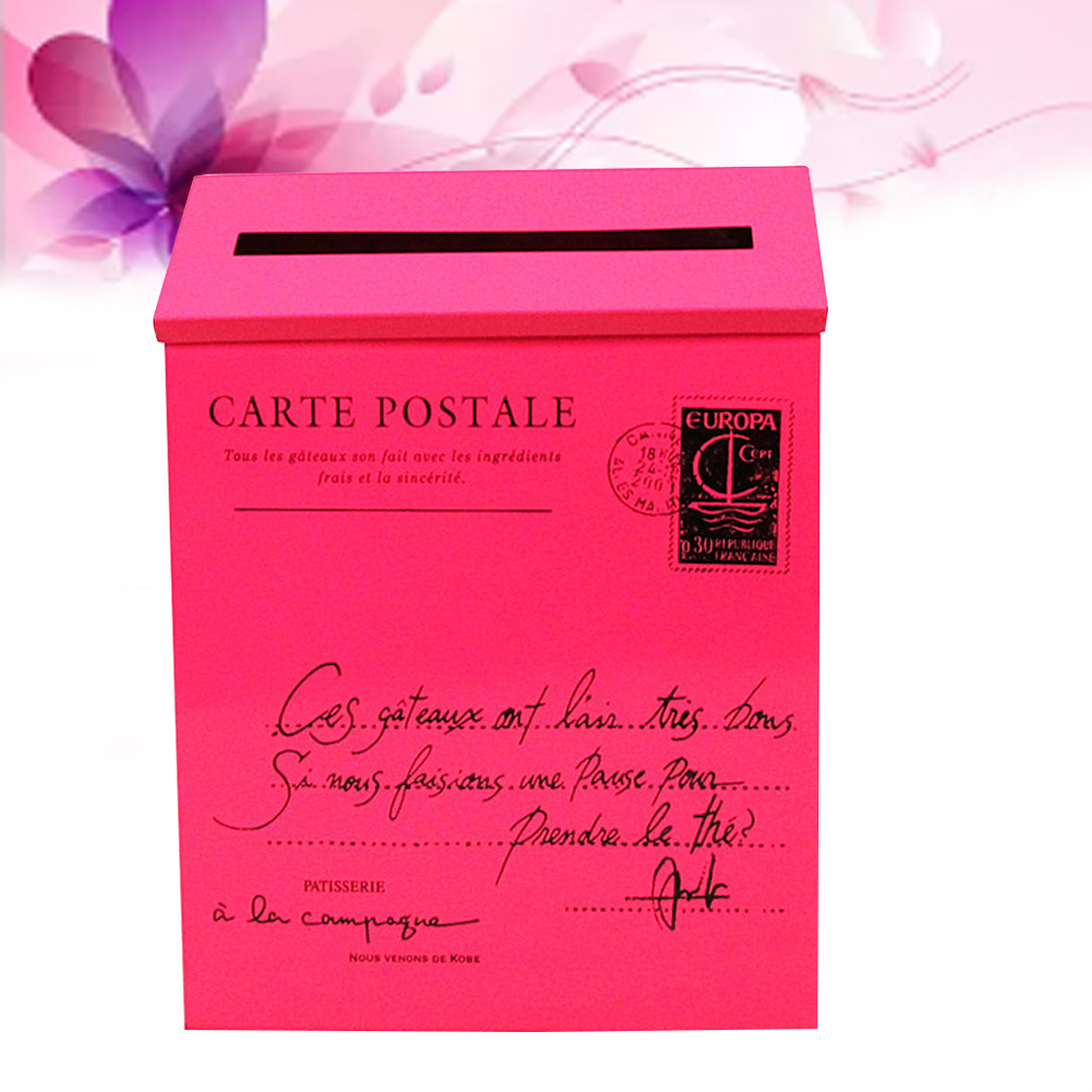 1pc Post Box Metal Wall-mounted Decorative Mailbox Letter Box Box for Incoming Mail: Rosy