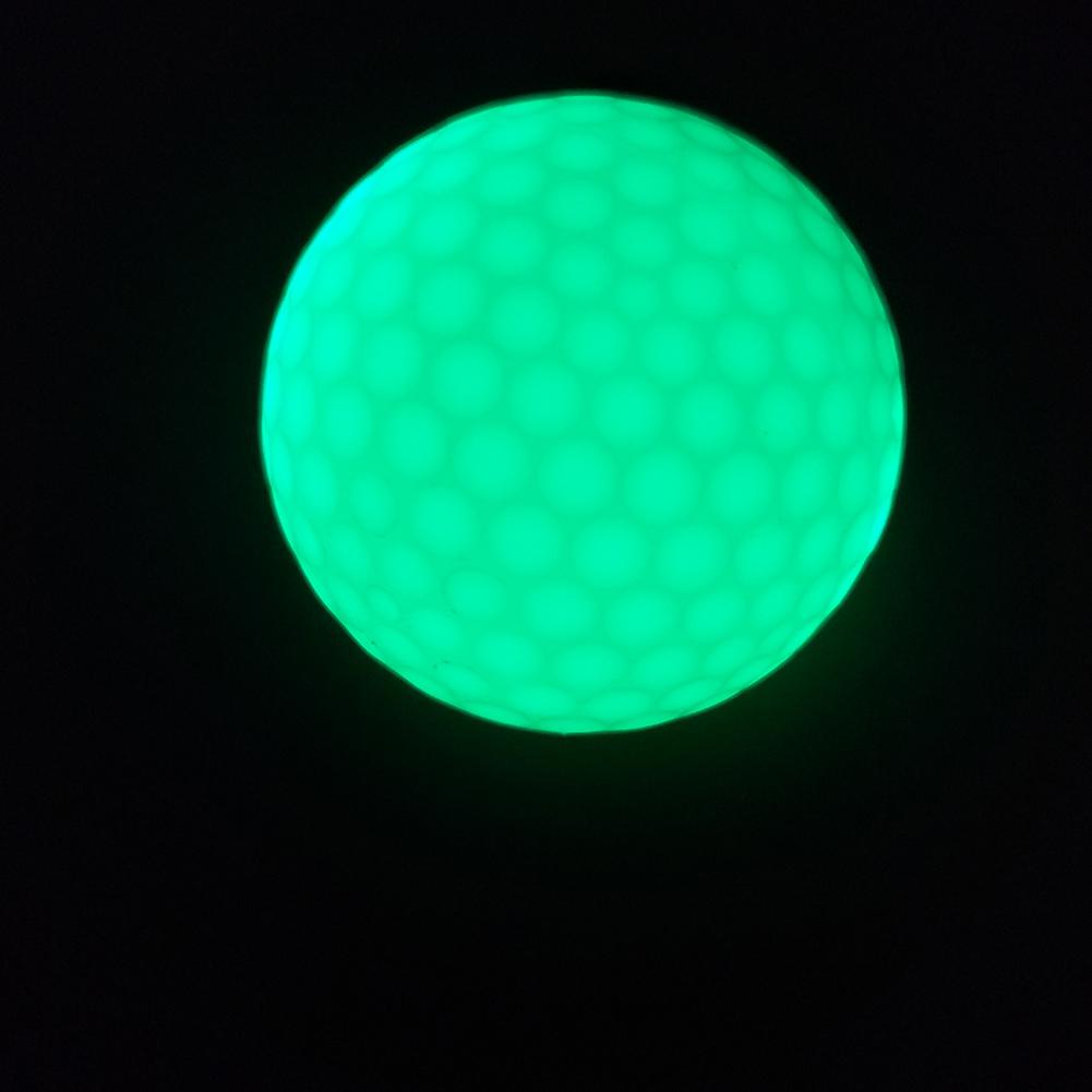 Lysende farverig glitter førte lys golfbold permanent lys bold til nat golf træning syntetisk gummi todelte bold: Grøn stabil