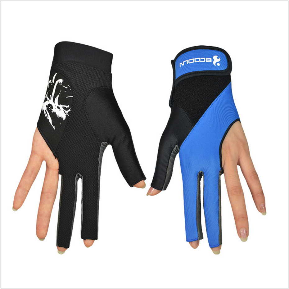 1 stuk Boodun Biljart Pool Shooters 3 Fingers Links Handen Handschoenen Lycra Biljart Handschoen Snooker instrumenten Biljart Accessoires: Blue L