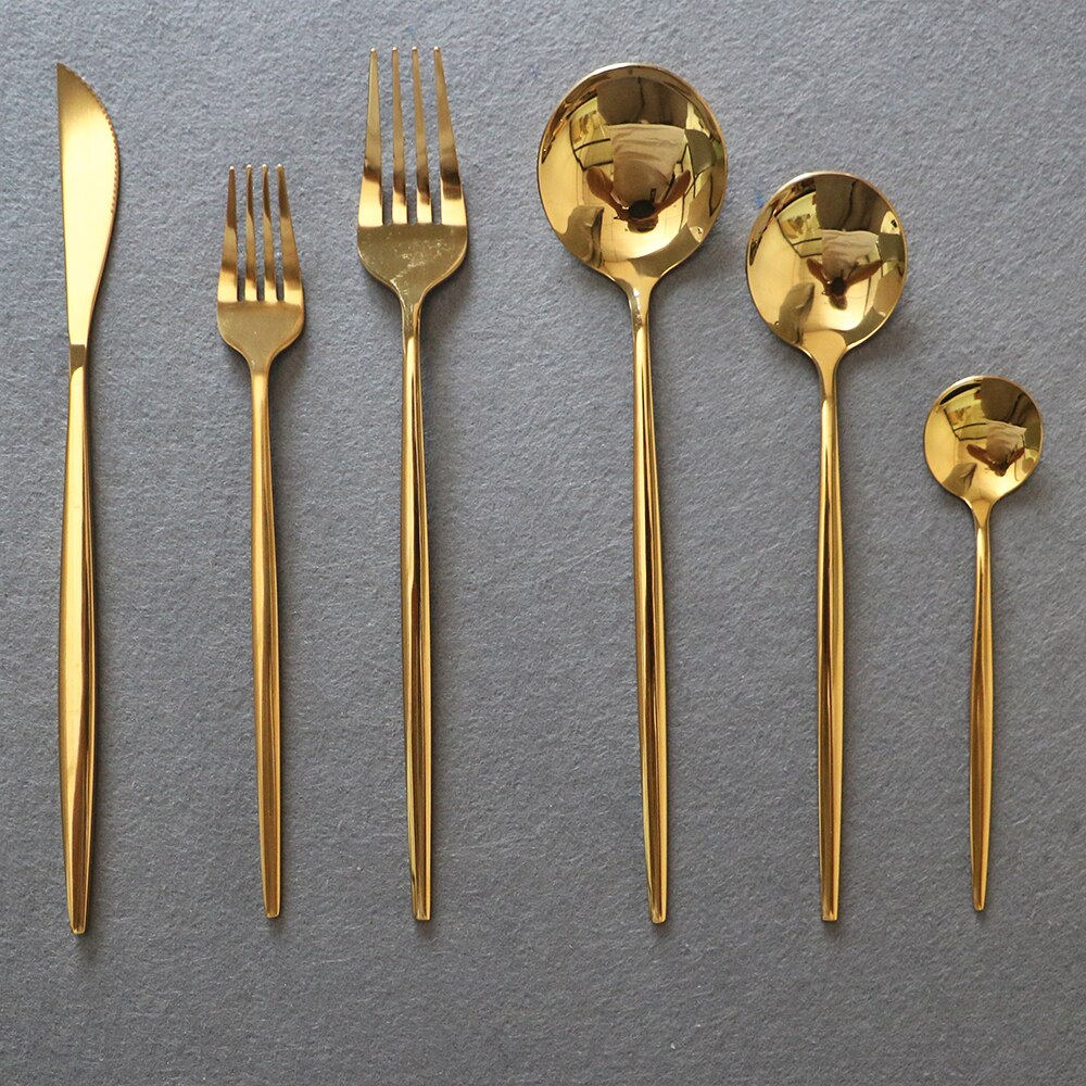 6 teile/satz Silber Geschirr einstellen 304 Edelstahl Geschirr Gabel Messer Löffel Besteck Besteck Heimat Hotels Partei Besteck einstellen: Gold