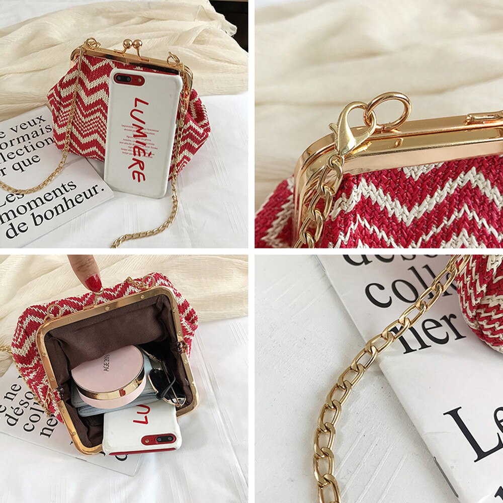 Geweven tas strandtas reistas dames schoudertas crossbody tas schelpvormige dames handtassen