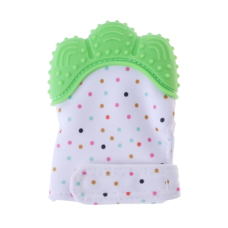 Baby teether hansker knirkende slipetenner tannpleie tannkjøtt smertelindring nyfødt bitt tygg lyd leker justerbar tannkitt: Gn