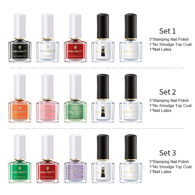 GEBOREN PRETTY Stempel polish 6 Fles/Set Nagellak & stempelen nagellak art Zomer Serie 195g Stempelen polish Nagels Lak