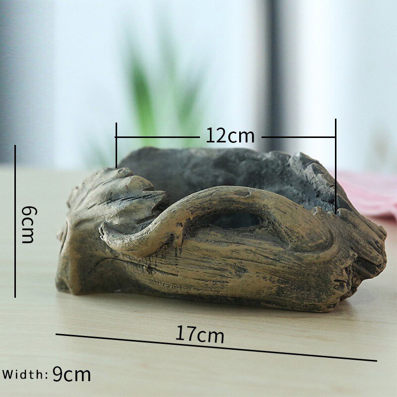 Retro Imitation Wood Pile Tree Root Wood Flower Pot Succulent Micro Landscape Plant Cement Flower Pot Special: B