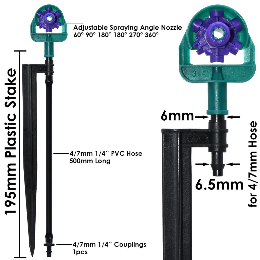 Kas Verstelbare Sprinkler 60/90/180/270/360 Graden Watering Irrigatie Nozzles Op 195Mm Stake Voor Landbouw tuingereedschap