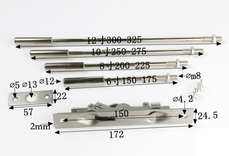 304 Stainless Steel Security Door Guard Lever Action Flush Bolt Latch Slide Bolt Lock Satin Nickel Brushed