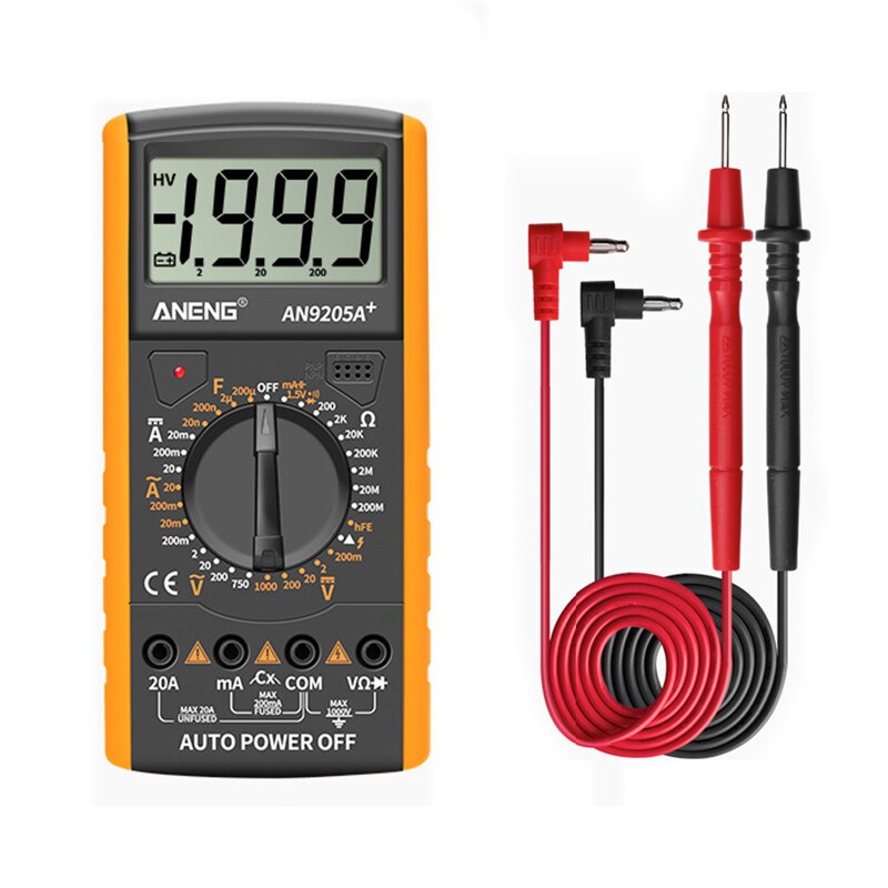 AN9205A + Lcd Digitale Multimeter Transistor Tester Condensator Tester Automotive Elektrische Capaciteit Meter Temp: Yellow