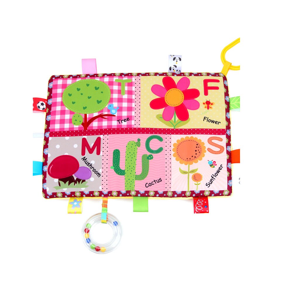 1pc Baby Tröstlich Decke Sensorischen Crinkle mit Beißring Hängenden Ring Weichen Quadratischen Baby Beschwichtigen Handtuch Sicherheit Decke