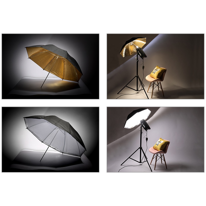 Foto Studio Regenschirm einstellen 33 "84 cm Weiß Gold Schwarz Weiches Licht Regenschirm + Dual-benutzen-4 Stück fotografie Zubehör