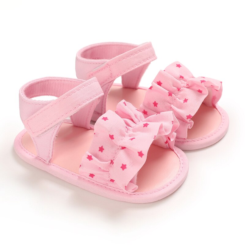 Neugeborenen kleinkinder mädchen sommer offene spitze gleitschutz weichen boden flache schöNe prinzessin sandalen und bowknot 0 zu 18 monate: Rosa / 13-18 Monate
