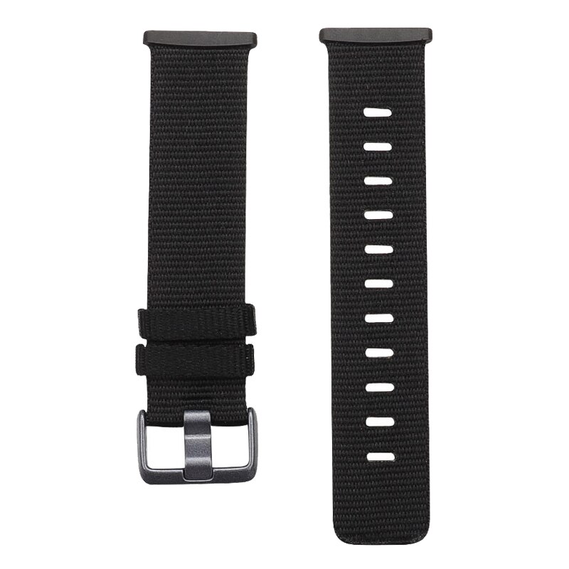 Nylonbånd til fitbit versa 3 strop lærred vævet armbånd armbånd erstatning for fitbit sense bands tilbehør kvinder mænd sl: Sort / L