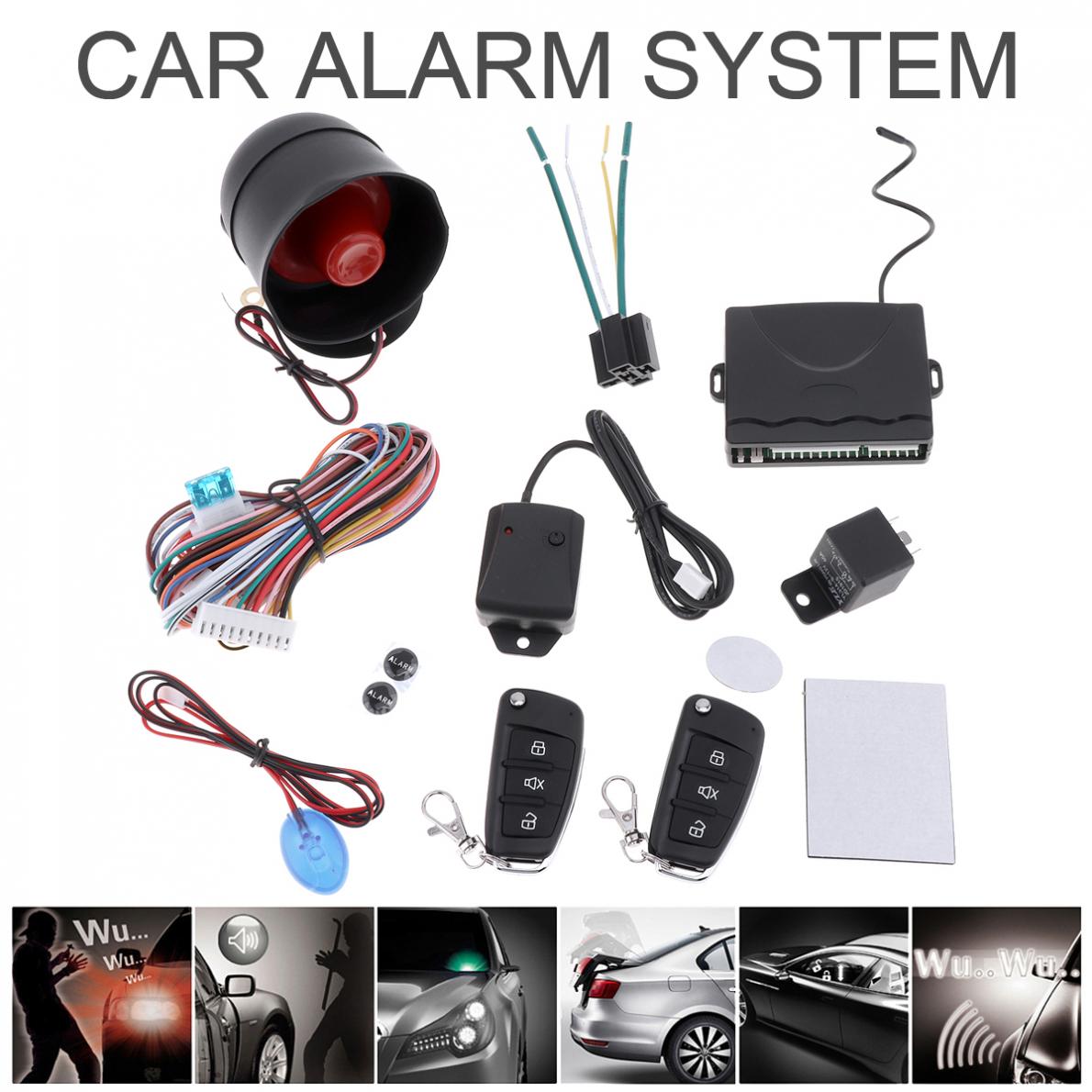 Universal12V Auto Alarm Keyless Entry Systeem Ondersteuning Centrale Deurvergrendeling Met Afstandsbediening Sirene Sensor