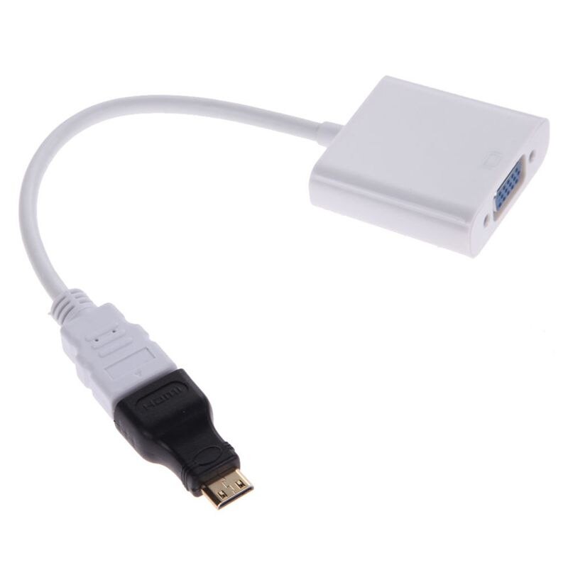 1080p micro-hdmi/mini hdmi/hdmi-vga-muunnin sovitin o videokaapelilla mustavalkoinen